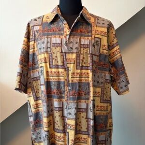 Tori Richard Honolulu Hawaiian Shirt 100% Cotton Lawn Patchwork Print 2XL